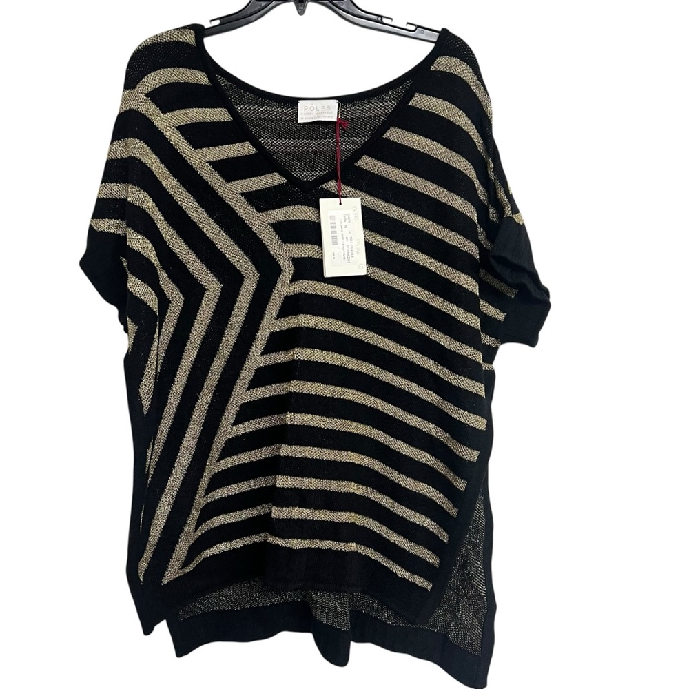 New Maison Montagut Wool Blend Striped‎ Short Sleeve Sweater Top